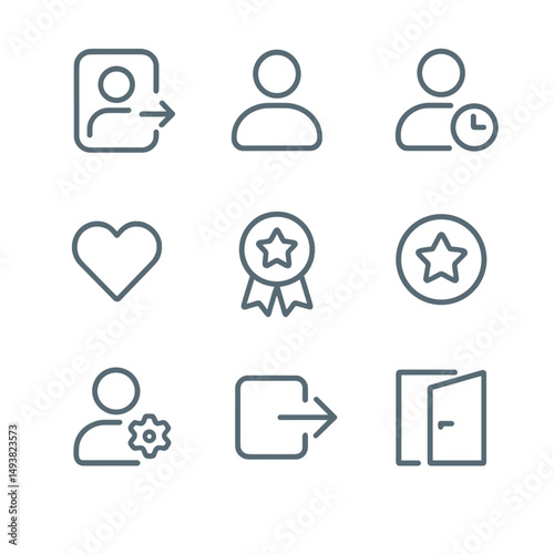 Profile and user management linear icons set. account and login symbols
