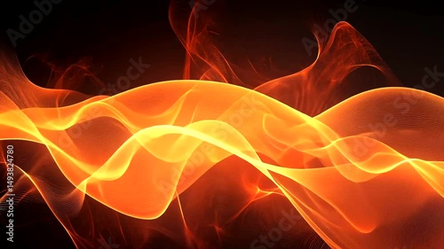 Abstract fiery glowing light streaks on a dark background
