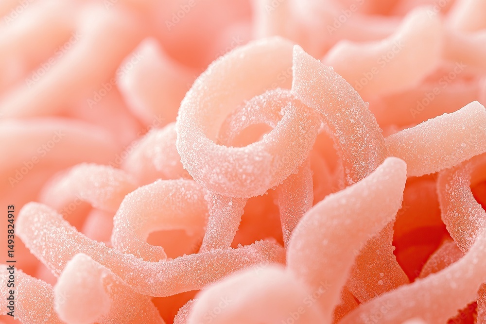 Fototapeta premium A close-up of pink macaroni pasta, the texture is made from meat and cheese