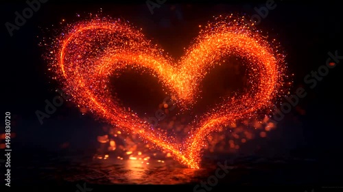 Glowing heart shape formed with sparks