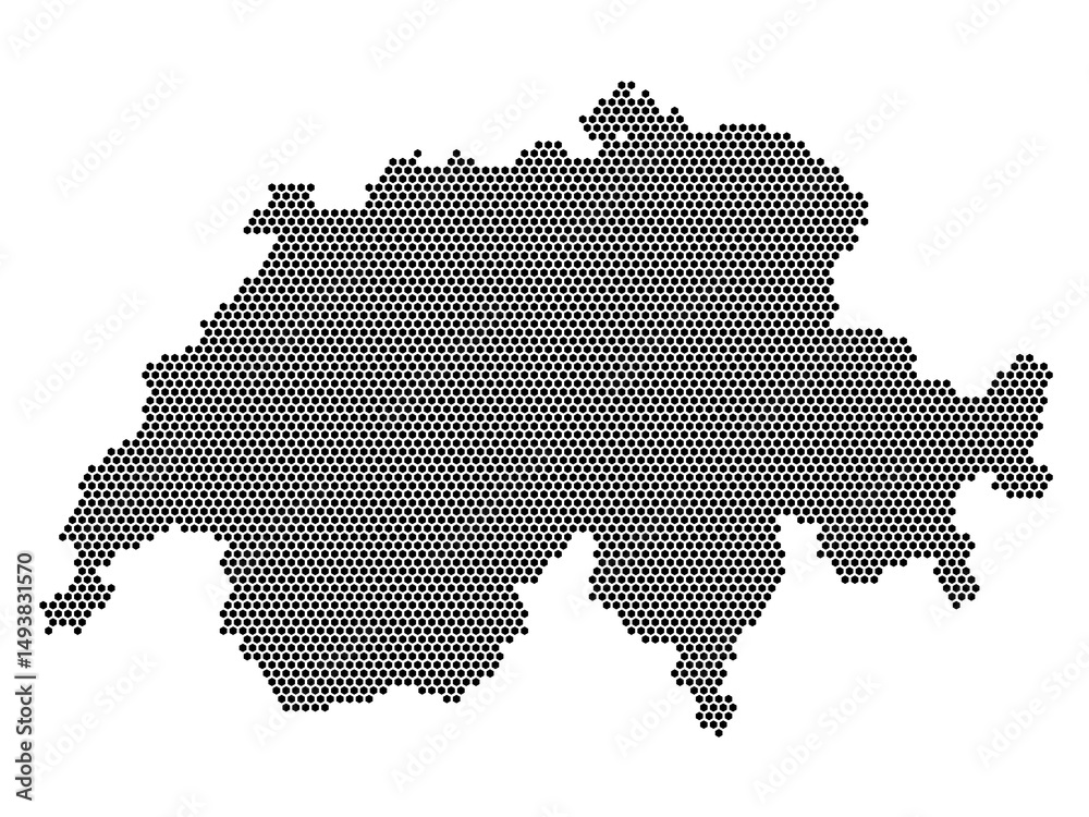 Hexagonal Grid map of Switzerland Large Hexagonal Grid map of Switzerland Large