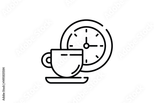 Tea break thin line icon, editable stroke, pixel perfect, compatible for mobile and web, outline icon, isolated on a white background