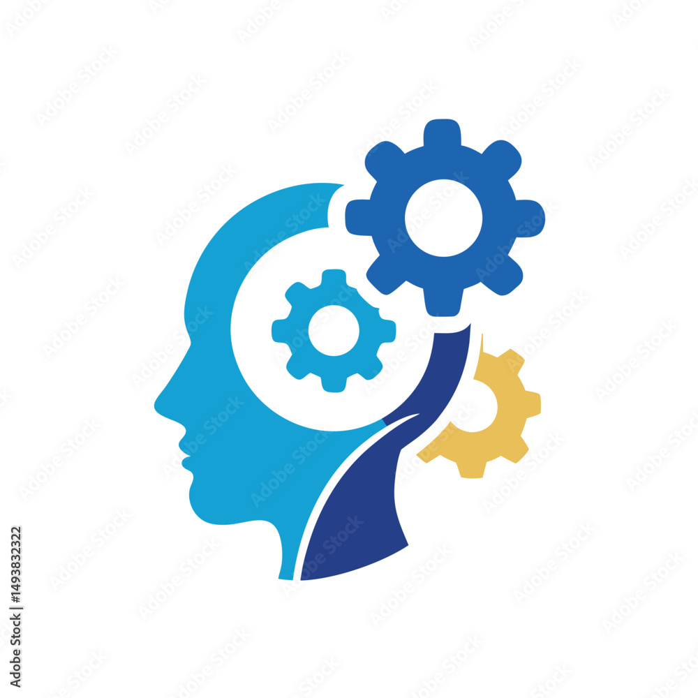 Head with Gears Logo for Innovation and Learning Head with Gears Logo for Innovation and Learning