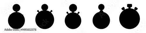 Stopwatch and timer icons in silhouette design-Collection of black silhouette icons depicting stopwatches and timers, symbolizing time measurement, countdowns, and precision in minimal graphic style.