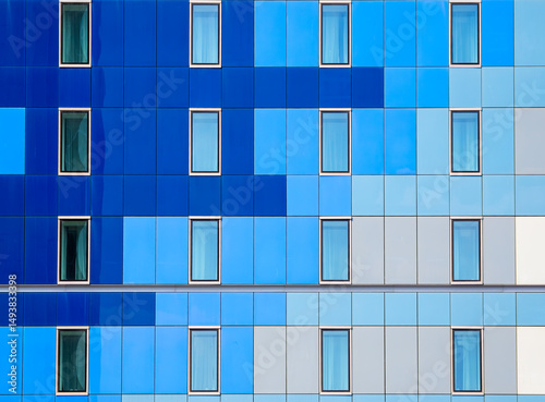 Detail of Modern Blue Glass Building Facade