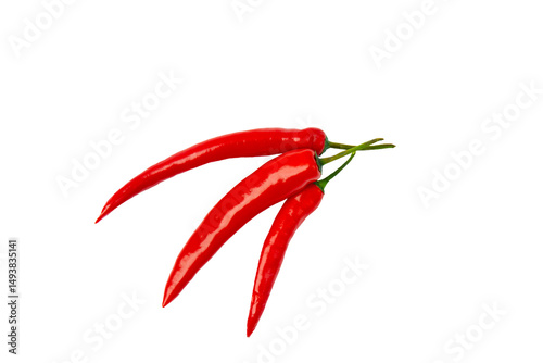 Fototapeta Naklejka Na Ścianę i Meble -  Red chili peppers isolated on transparent background, top view