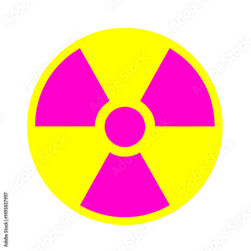 Nuclear radiation hazard symbol, isolated magenta and yellow on transparent background	
