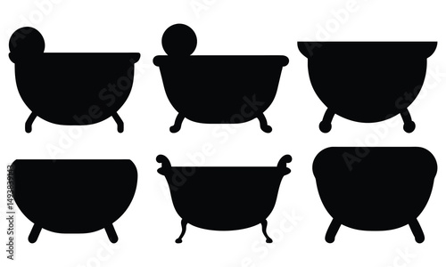 A vector set of shield icons, a design symbol like a bowl, illustrates protection