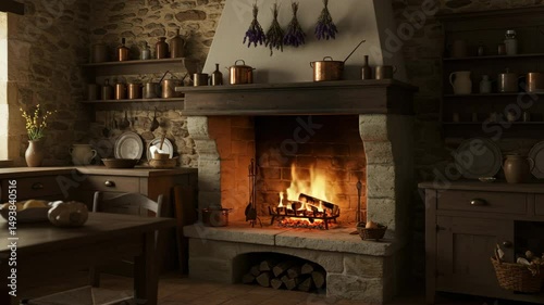 fireplace in the kitchen