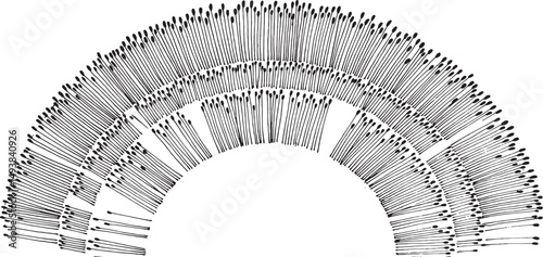 Circular starburst explosion texture. Distressed uneven grunge background. Abstract vector illustration. Overlay to create interesting effect and depth. Isolated on white background.