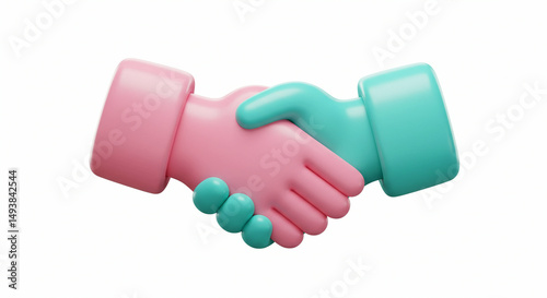 Pink and blue stylized hands shaking