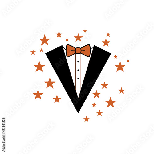 Elegant Tuxedo with Bow Tie and Starry Accents