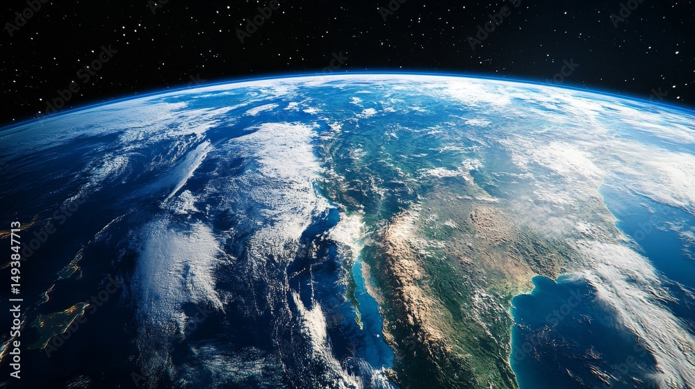 Fototapeta premium Earth visualization capturing planetary beauty through satellite imagery and aerial perspectives