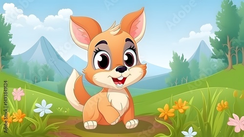 Vibrant Vector Illustration of Adorable Chipmunk in a Beautiful Field Setting