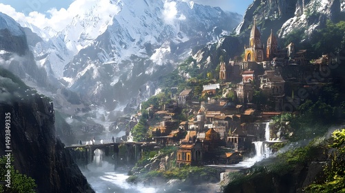A dreamlike mountain village wher  4AE93 photo