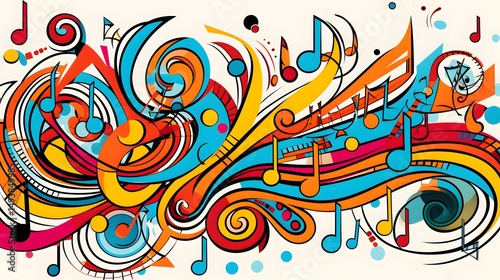 Eighth Musical Note Doodle Rhythm Background - Creative Music Symbol Design