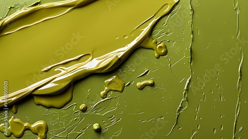 Abstract nature background with surface texture, splashes, and bubbles from green moisturizer