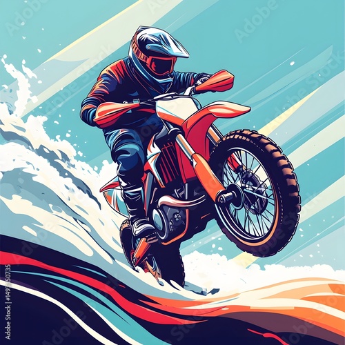 Dynamic Motocross Racing Action: High-Speed Extreme Sports Motorcycle Adventure