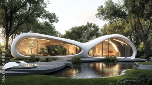 Futuristic Architectural Design: Organic Modern Home by the Lake