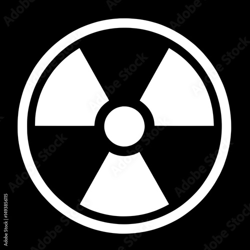 Nuclear radiation hazard symbol, isolated black on black background