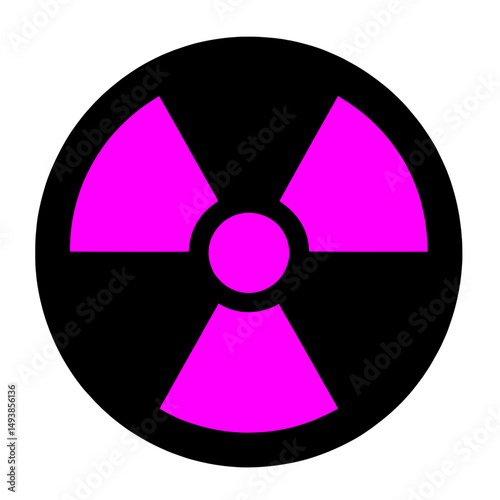 Nuclear radiation hazard symbol, isolated blue and magenta on transparent background	
