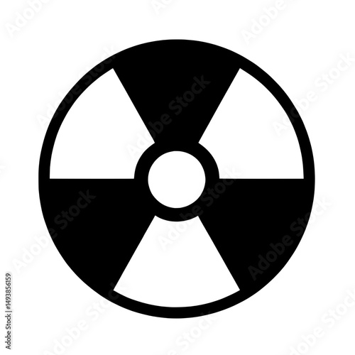 Nuclear radiation hazard symbol, isolated black and white on transparent background