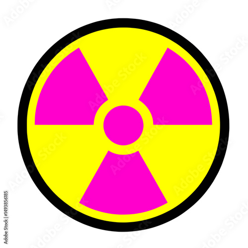 Nuclear radiation hazard symbol, isolated magenta and yellow on transparent background	
