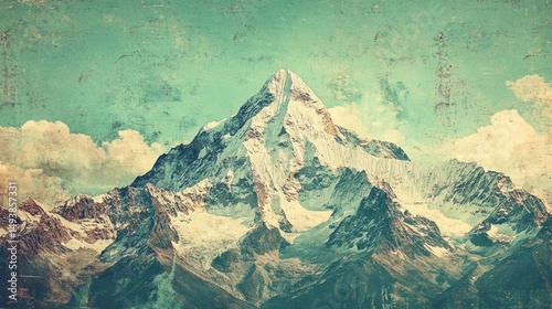 Majestic Mountain Peak in Vintage Style