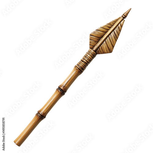A Bamboo Textured Arrow with Natural Grooves Eco Fr Isolated on Transparent Background