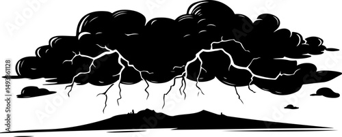 illustration of storm cloud with lightning
