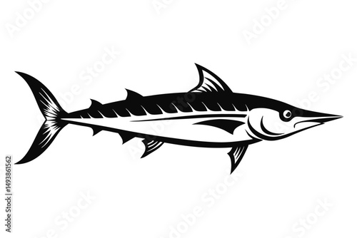 Striking Black and White Marlin Fish Vector Graphic Art Illustration Design