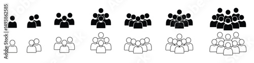 Community and audience icon set, perfect for depicting groups of people, users, or social networks
