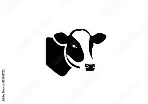 Black and white cow head illustration isolated on white background