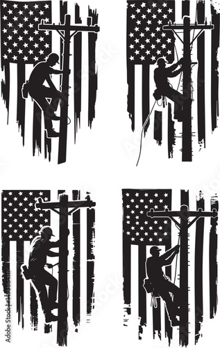 Lineman USA Flag, Lineman Dad