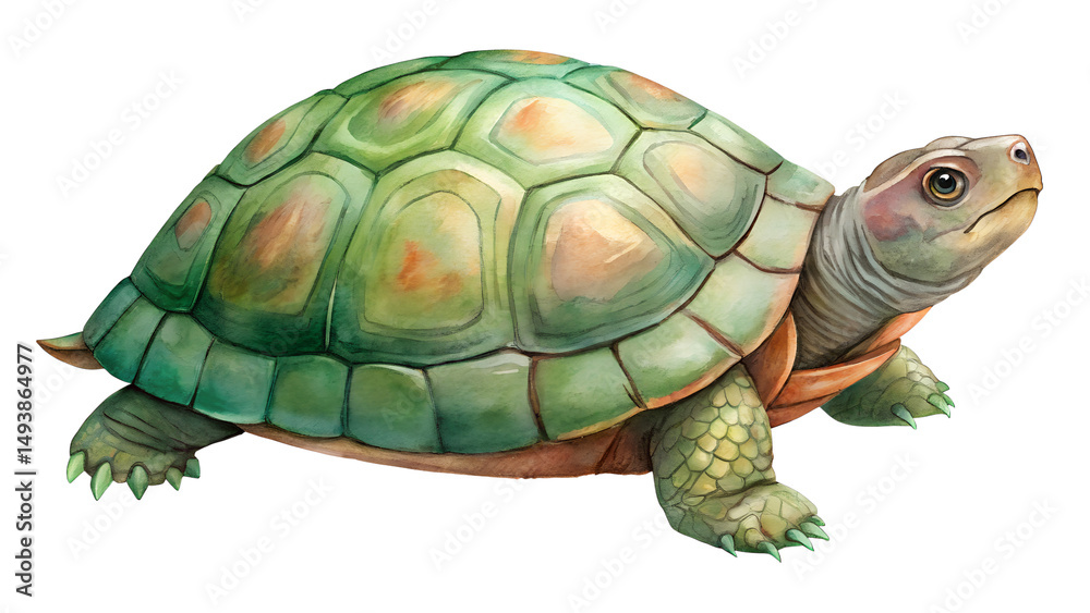 Obraz premium Watercolor Turtle Illustration on transparent PNG