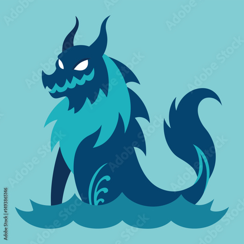 Mysterious aquatic creature mythical sea beast design