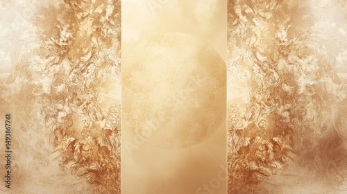 Abstract Beige and Brown Swirling Patterns with Central Orb