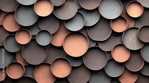 Abstract Overlapping Circles Metal Texture Background