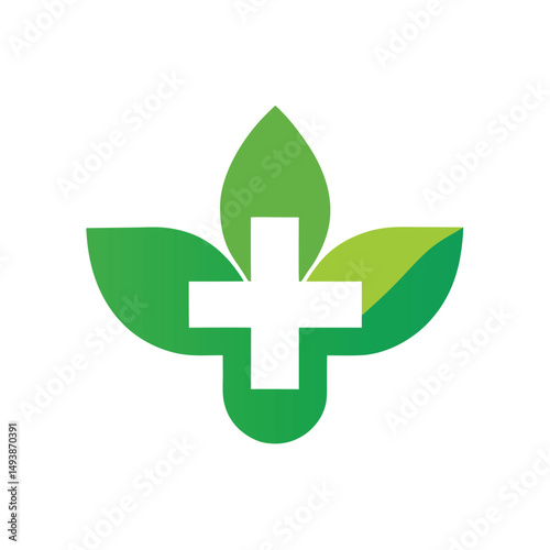 Medical Leaf Cross Health Logo Icon Design