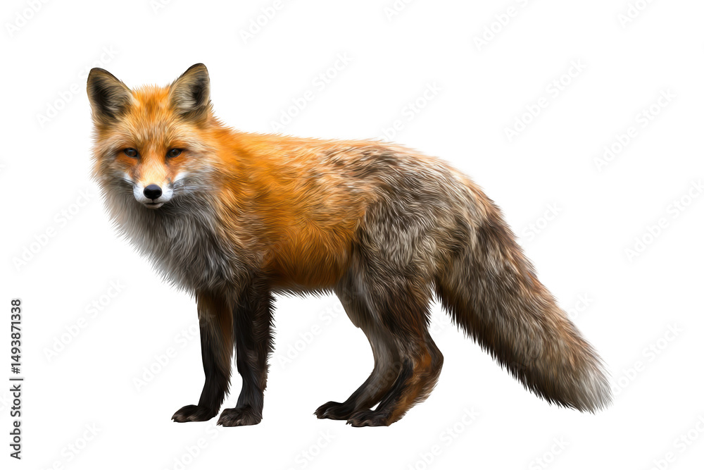 Fototapeta premium Red Fox Isolated on Transparent Background On Transparent Background