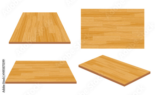 Realistic vector wood background. Top view and perspective wooden table or floor. Wood texture with stripes. Abstract cover EPS10