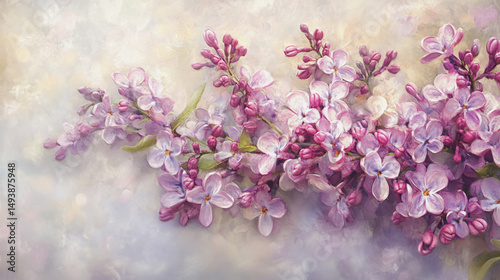 Elegant wedding invitation card background vector. Minimal hand painted Lilac botanical flowers texture template background. Design for wedding, vip cover, poster, rsvp moderncard.Valentine's Day

