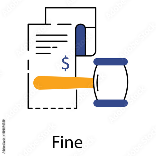 Fine Icon Representing Legal Penalty and Justice vector design