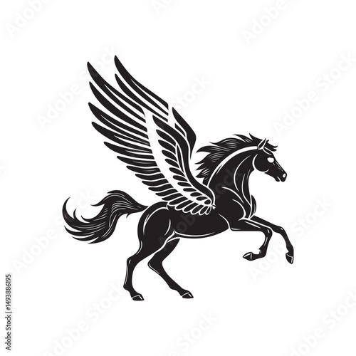Black Silhouette of Flying Pegasus