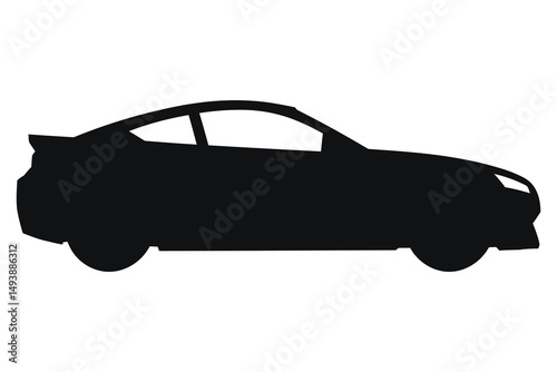 A clean, bold silhouette of a stylish coupe car.