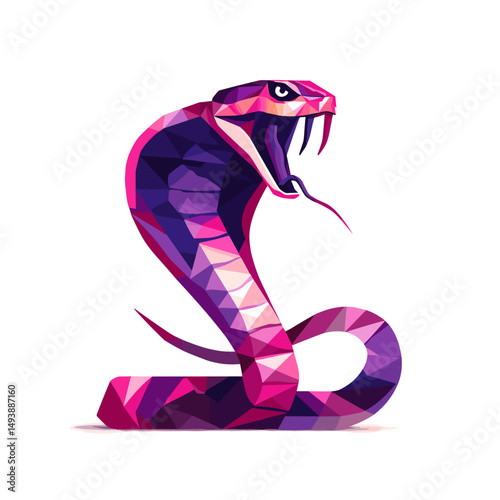 Colorful snake logo design featuring angular shapes and vibrant colors, showcasing a striking and artistic representation of a serpent