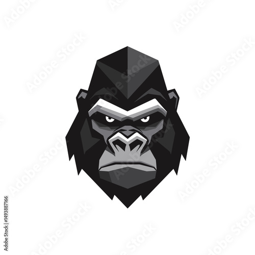 Bold geometric gorilla logo design showcasing a fierce facial expression