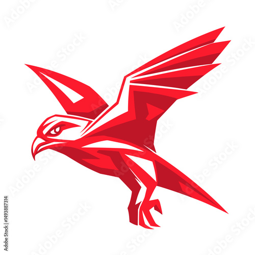 Bold red bird logo representing strength and agility in modern design, created for branding purposes