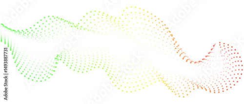 Wave pattern of flowing dots , gradient rainbow color . Concepts nanotechnology, music. Abstract design element , banner for music. Vector illustration
