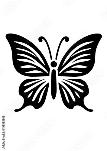 a black silhouette vector icon of a butterfly